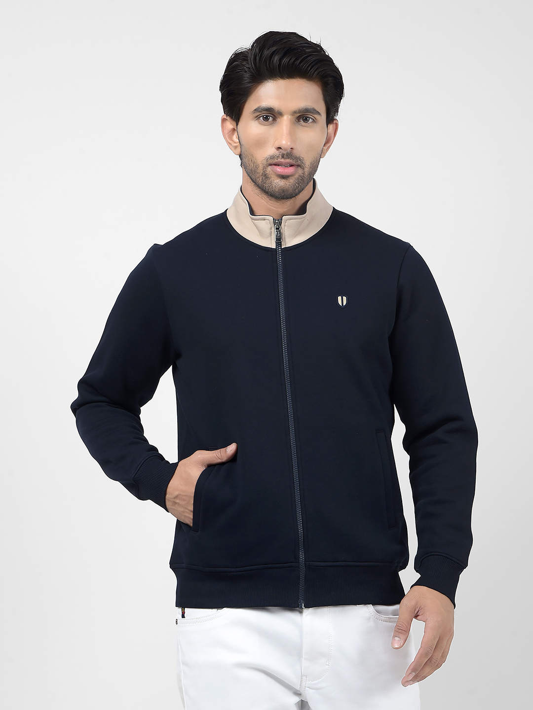 Numero Uno Men Color Block Navy Sweat Shirt